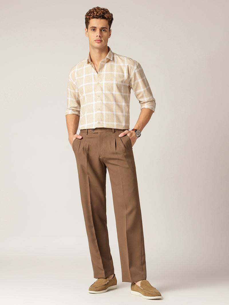 Brown: Korean Baggy Fit Casual Trouser
