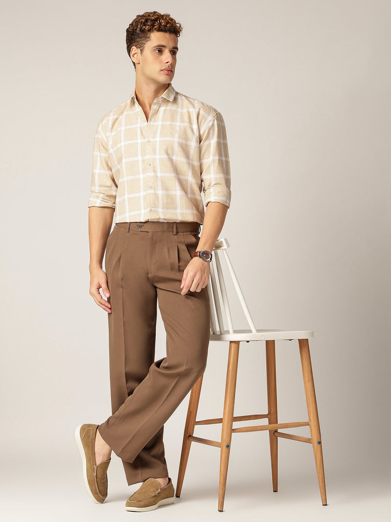 Brown: Korean Baggy Fit Casual Trouser
