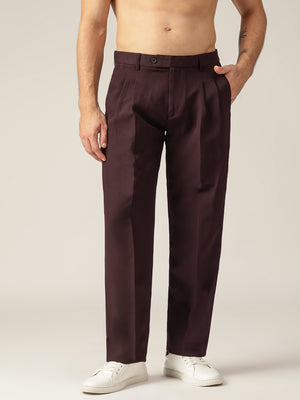 Dark Wine: Korean Baggy Fit Casual Trouser