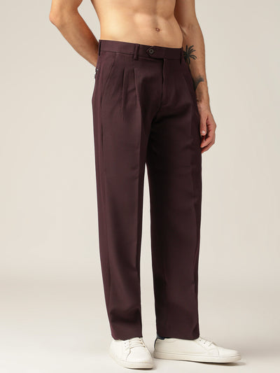 Dark Wine: Korean Baggy Fit Casual Trouser