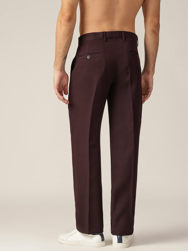 Dark Wine: Korean Baggy Fit Casual Trouser