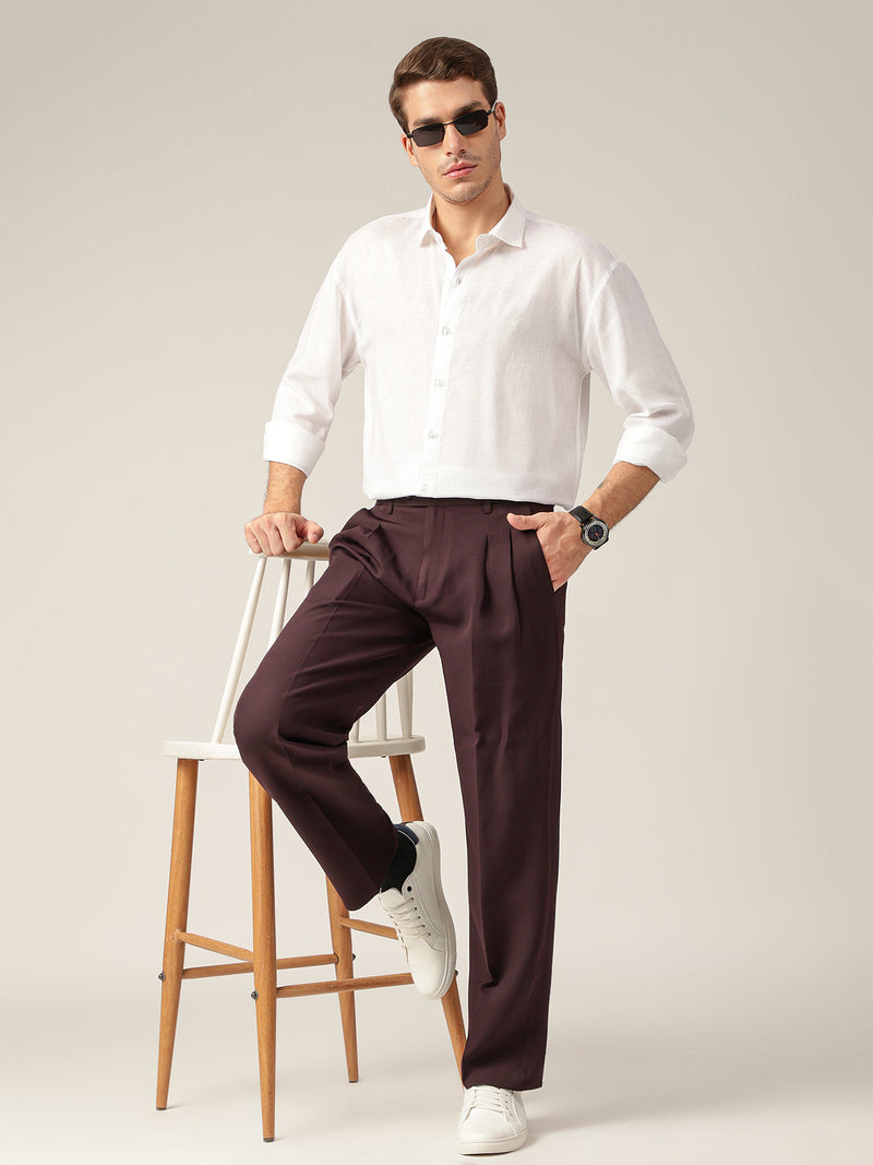 Dark Wine: Korean Baggy Fit Casual Trouser