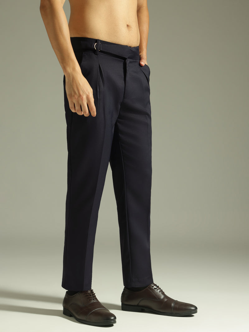 Navy Blue: Adjustable Fastening Neopolitan Trouser