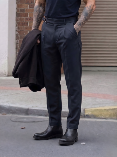 Navy Blue: Adjustable Fastening Neapolitan Trouser