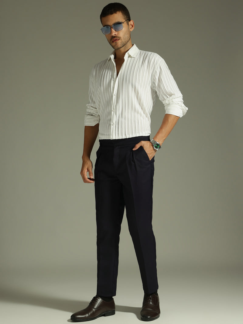 Navy Blue: Adjustable Fastening Neopolitan Trouser