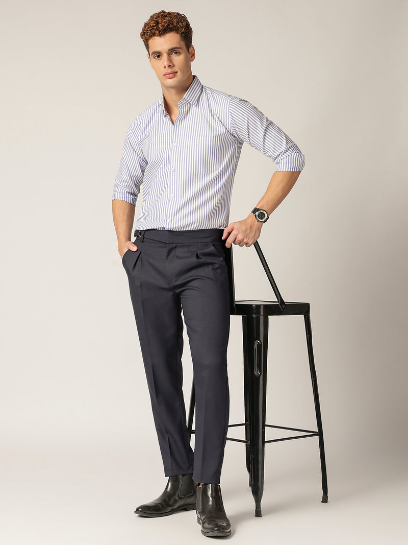 Navy Blue: Adjustable Fastening Neopolitan Trouser