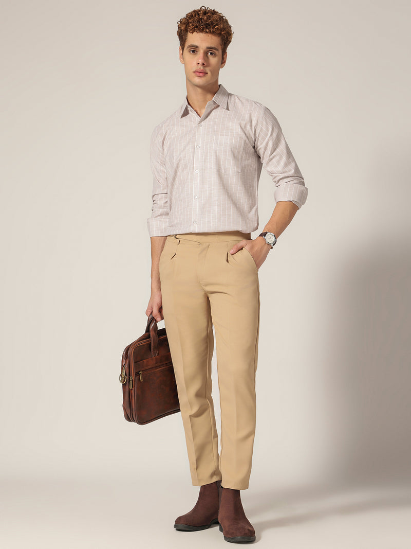 Beige: Adjustable Fastening Neopolitan Trouser
