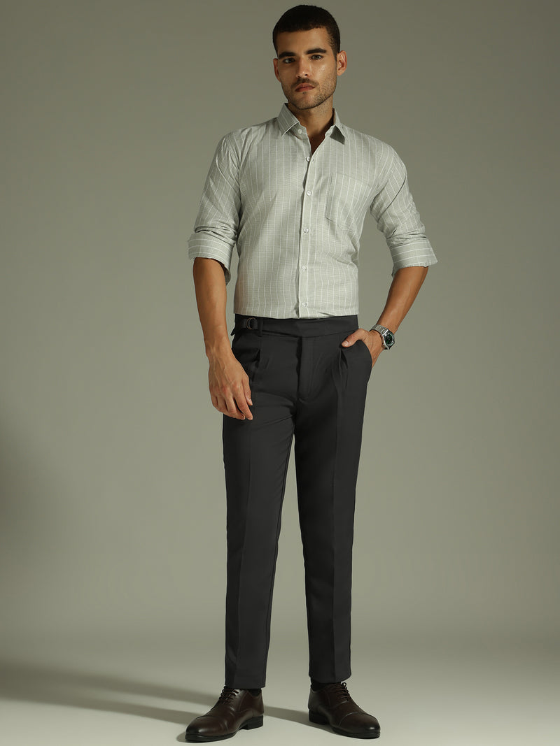 Dark Grey: Adjustable Fastening Neopolitan Trouser