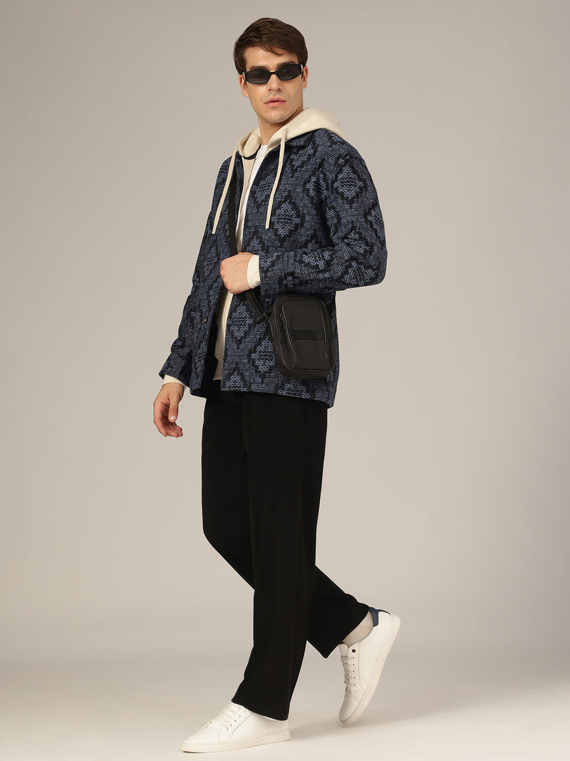 Black: Korean Baggy Fit Double Pleated Casual Trouser