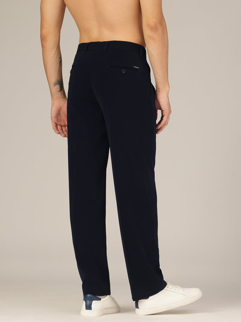 Dark Blue: Korean Baggy Fit Double Pleated Casual Trouser