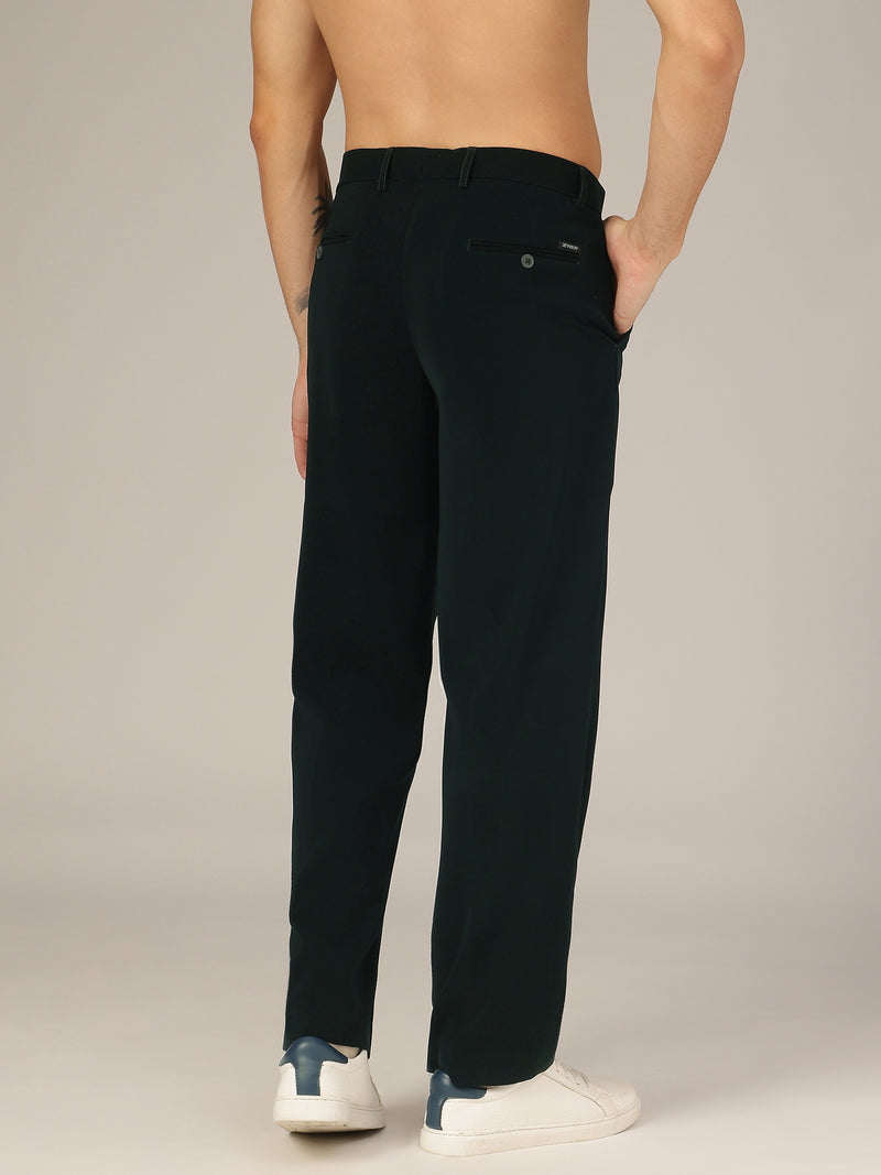 Bottle Green: Korean Baggy Fit Double Pleated Casual Trouser