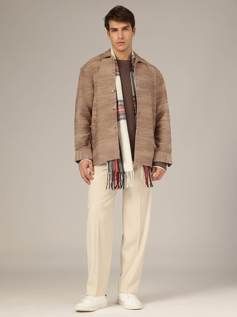 Beige: Korean Baggy Fit Double Pleated Casual Trouser
