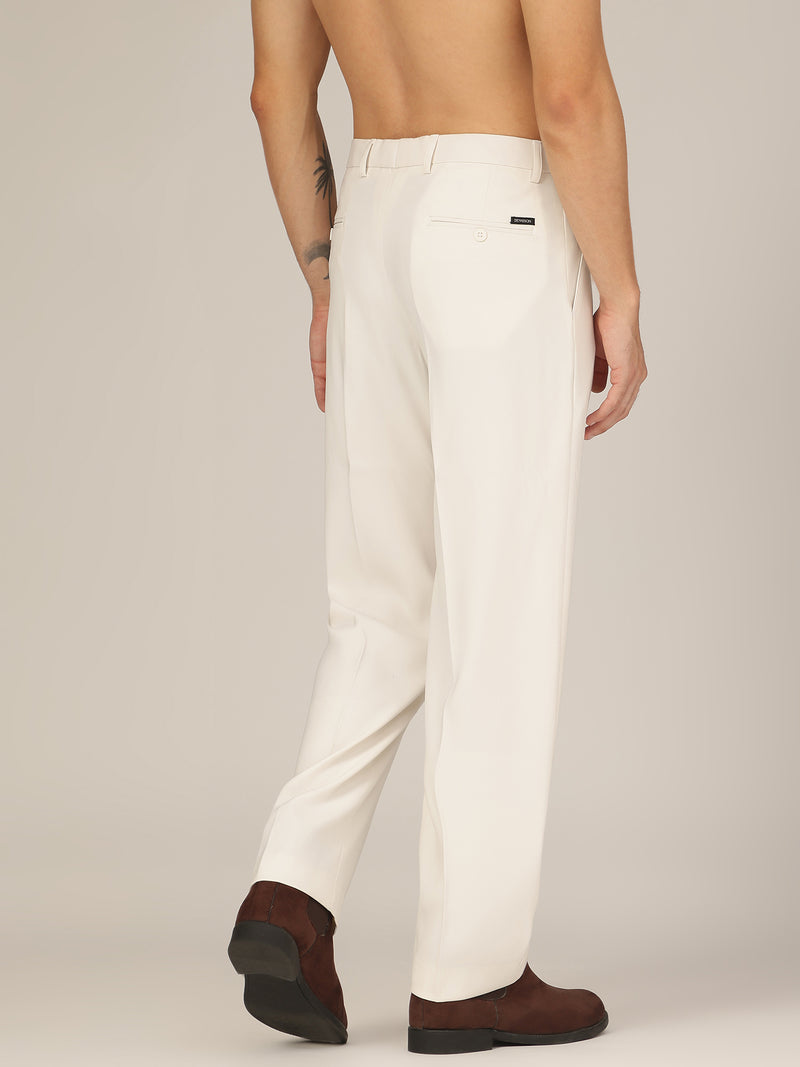 Cream: Korean Baggy Fit Double Pleated Casual Trouser