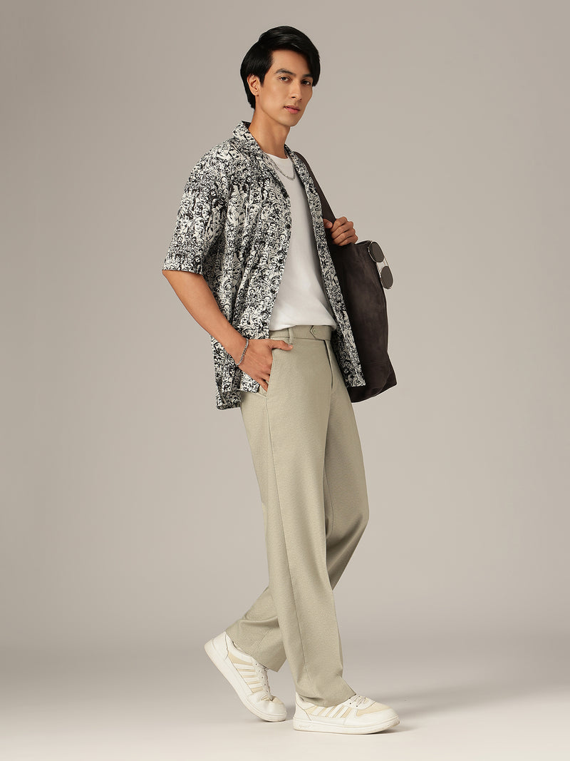 Light Grey: Korean Baggy Fit Casual Trouser