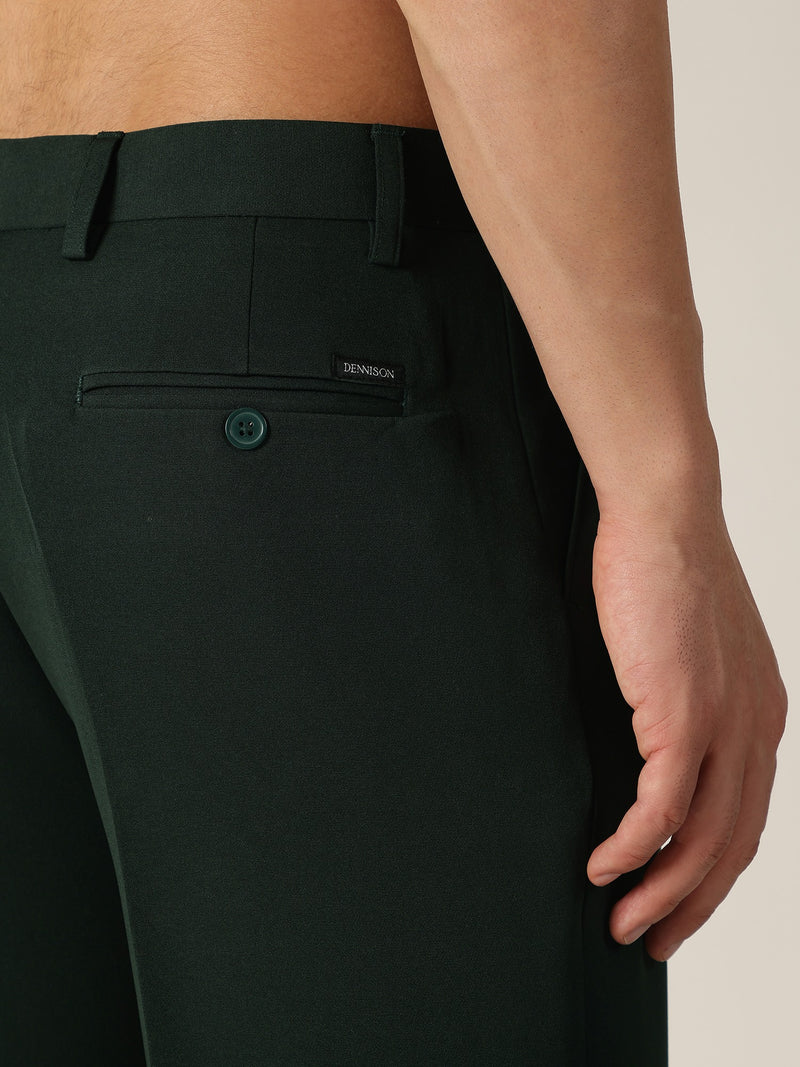 Dark Green: Korean Baggy Fit inverted Pleated Casual Trouser