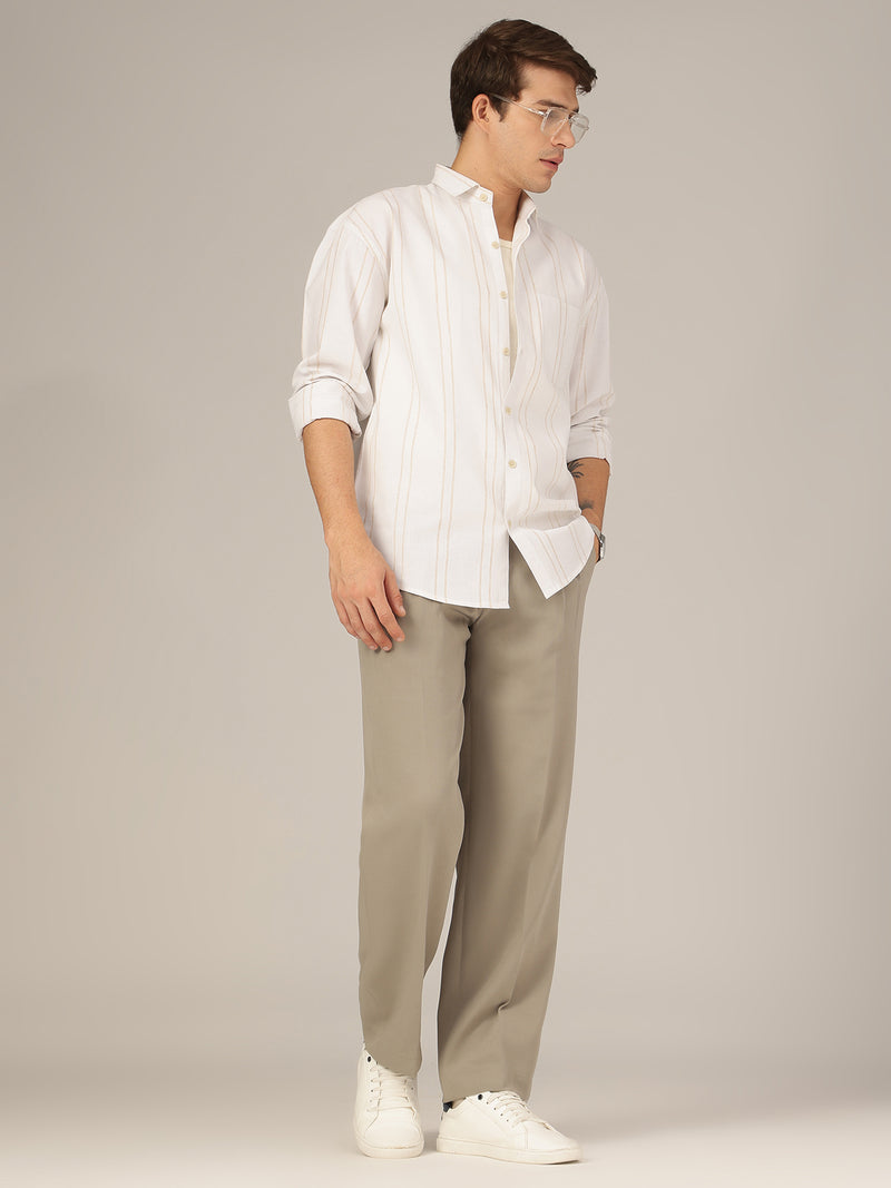 Grey: Korean Baggy Fit inverted Pleated Casual Trouser