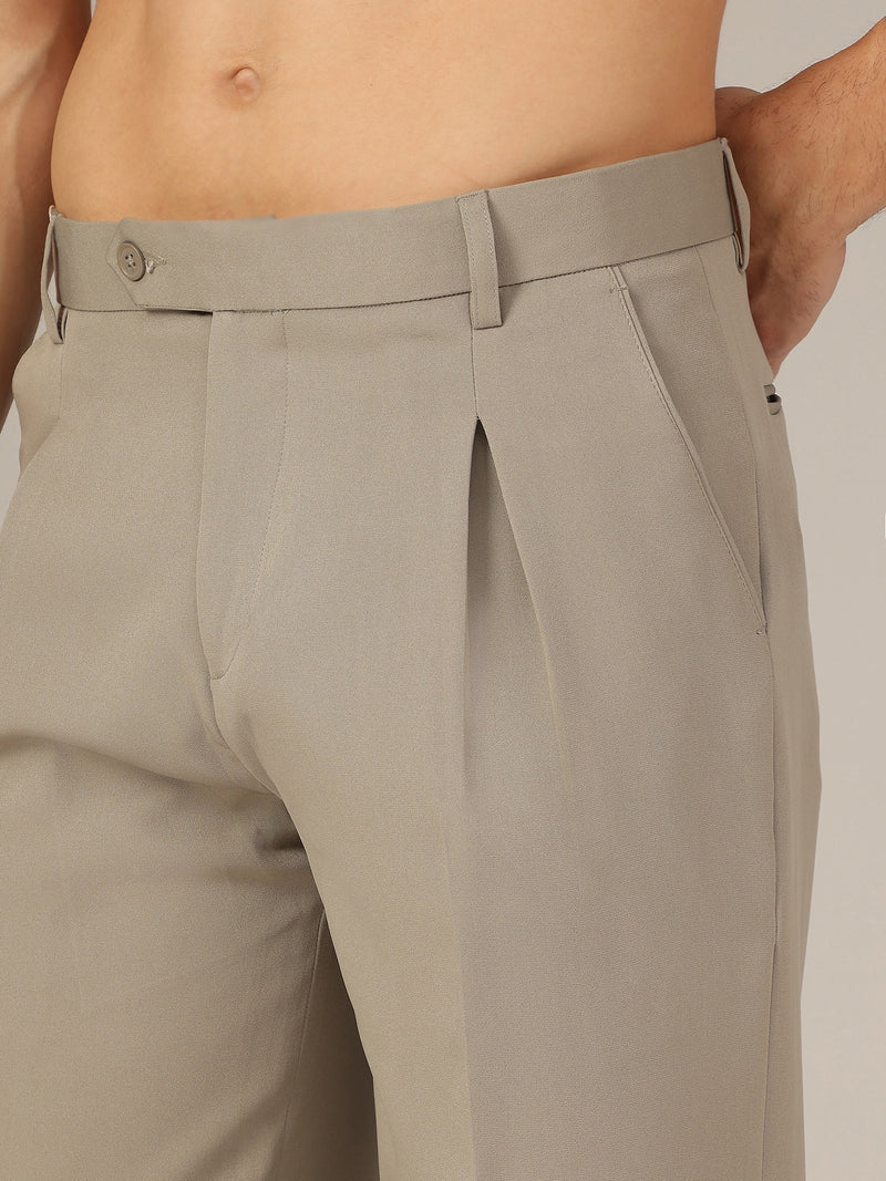 Grey: Korean Baggy Fit inverted Pleated Casual Trouser