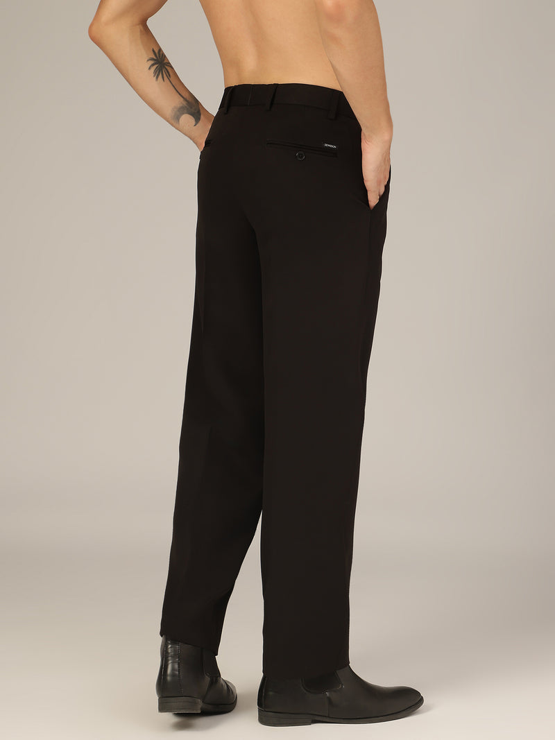 Black: Korean Baggy Fit inverted Pleated Casual Trouser