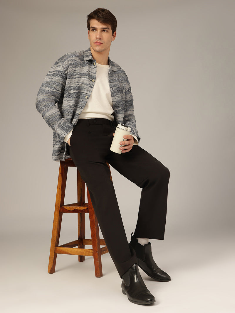 Black: Korean Baggy Fit inverted Pleated Casual Trouser