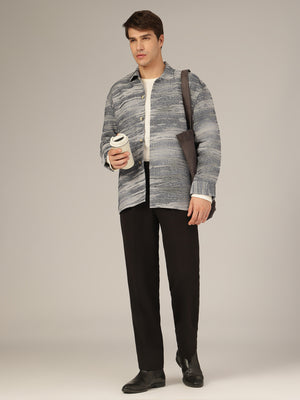 Black inverted pleated Korean pant front view by Dennison