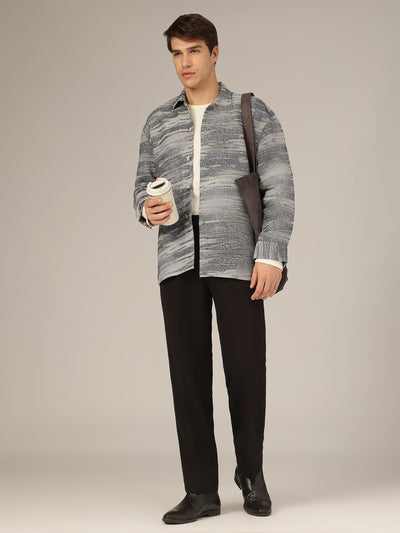 Black inverted pleated Korean pant front view by Dennison