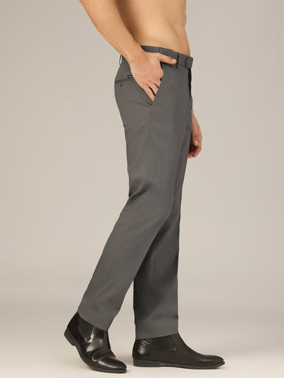Dark Grey: Flexi Waist Relaxed Fit Casual Trouser