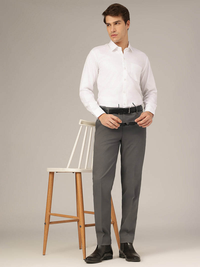 Dark Grey: Flexi Waist Relaxed Fit Casual Trouser