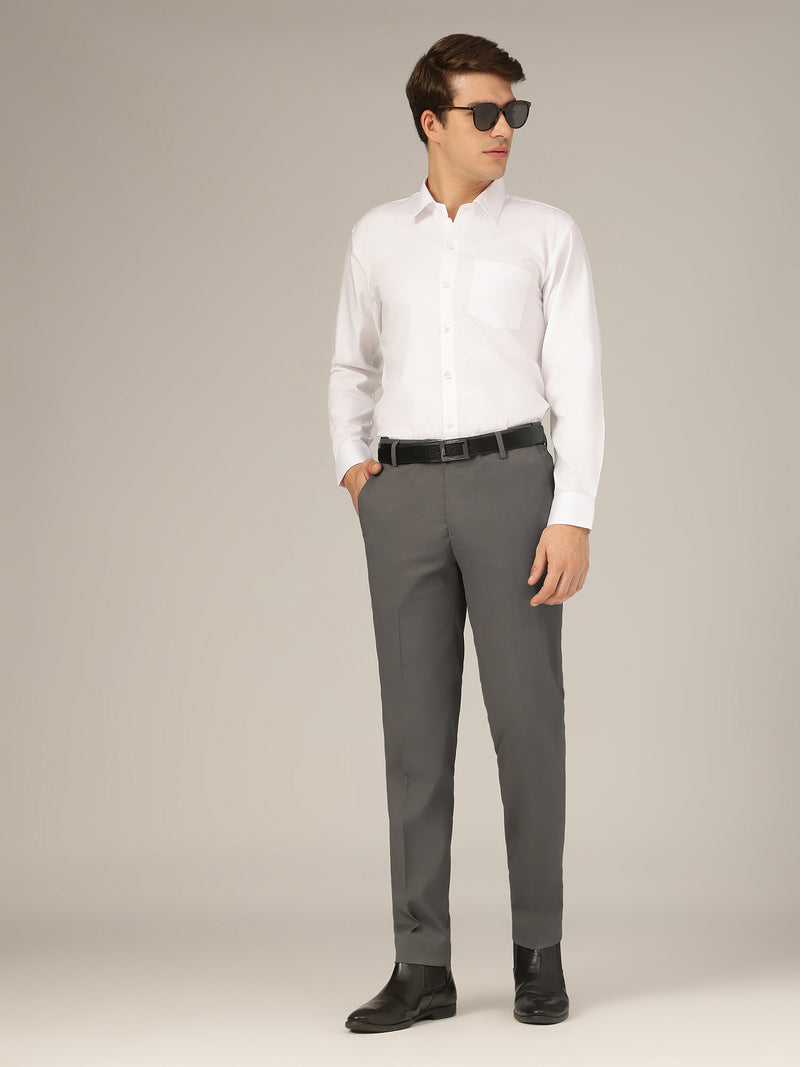 Dark Grey: Flexi Waist Relaxed Fit Casual Trouser