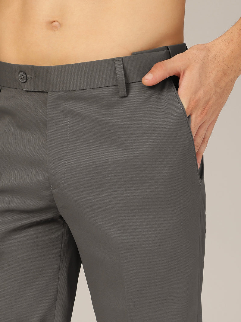 Dark Grey: Flexi Waist Relaxed Fit Casual Trouser