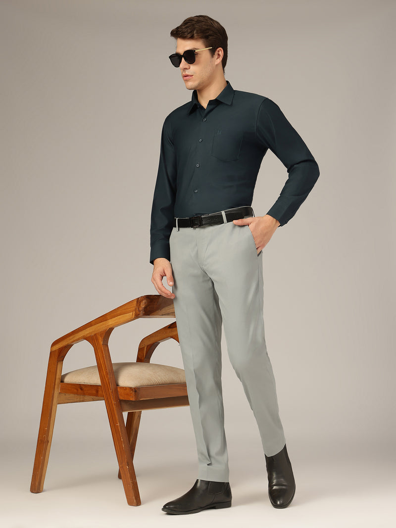 Light Teal: Flexi Waist Relaxed Fit Casual Trouser