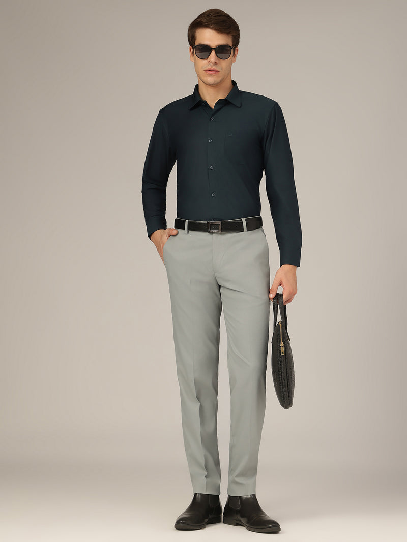 Light Teal: Flexi Waist Relaxed Fit Casual Trouser