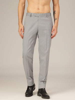 Light Grey: Flexi Waist Relaxed Fit Casual Trouser