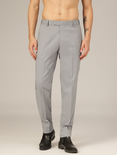 Light Grey: Flexi Waist Relaxed Fit Casual Trouser