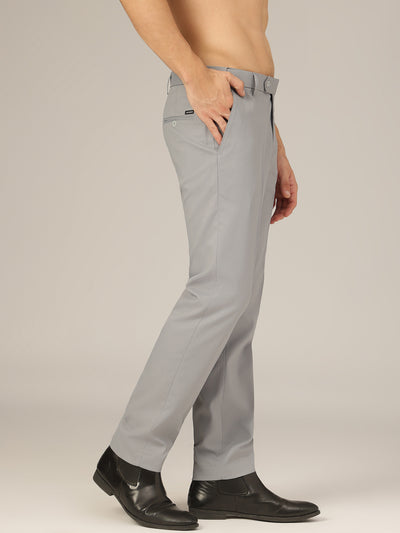 Light Grey: Flexi Waist Relaxed Fit Casual Trouser