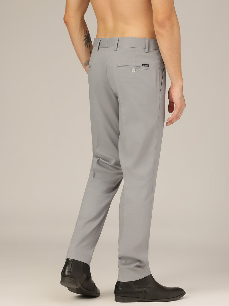Light Grey: Flexi Waist Relaxed Fit Casual Trouser