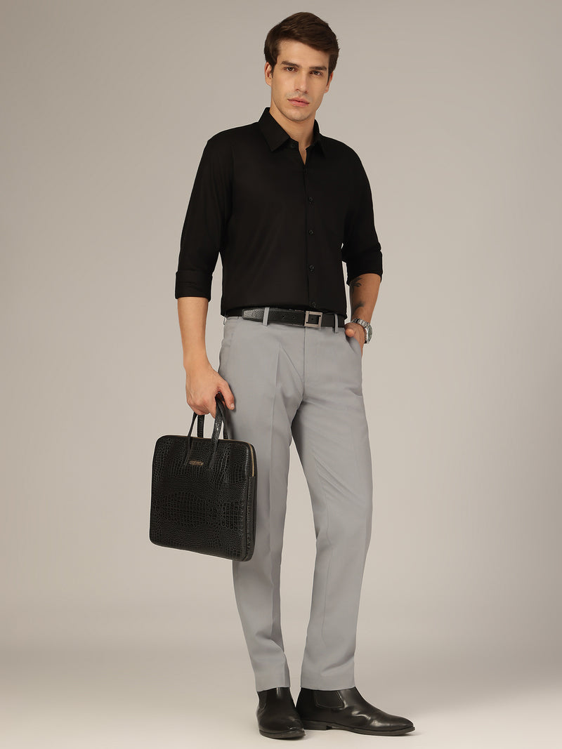 Light Grey: Flexi Waist Relaxed Fit Casual Trouser