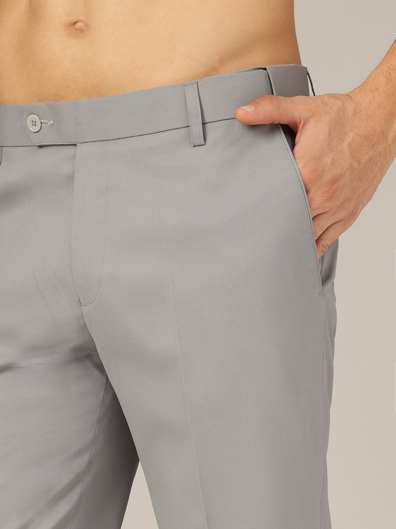 Light Grey: Flexi Waist Relaxed Fit Casual Trouser