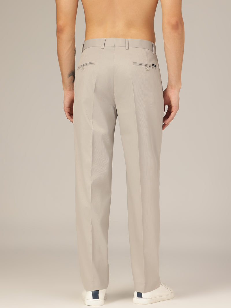Silver Grey: Korean Textured Baggy Fit Pleated Casual Trouser