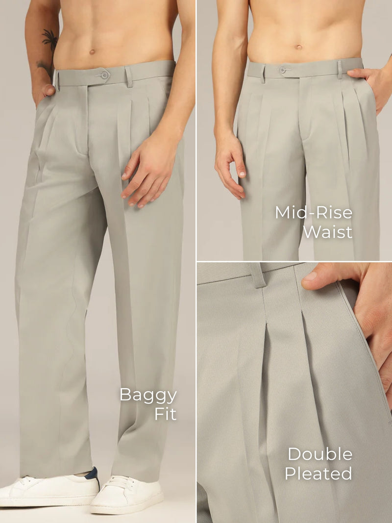 Korean Checkered Double Pleated Baggy Trouser