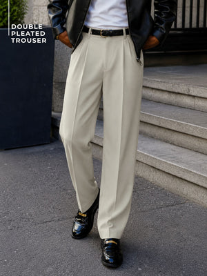 Korean Checkered Double Pleated Baggy Trouser