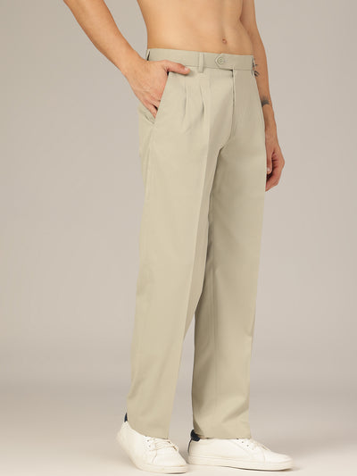 Ash Grey: Korean Textured Baggy Fit Pleated Casual Trouser
