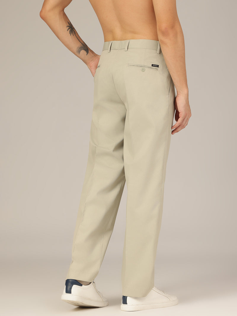 Ash Grey: Korean Textured Baggy Fit Pleated Casual Trouser