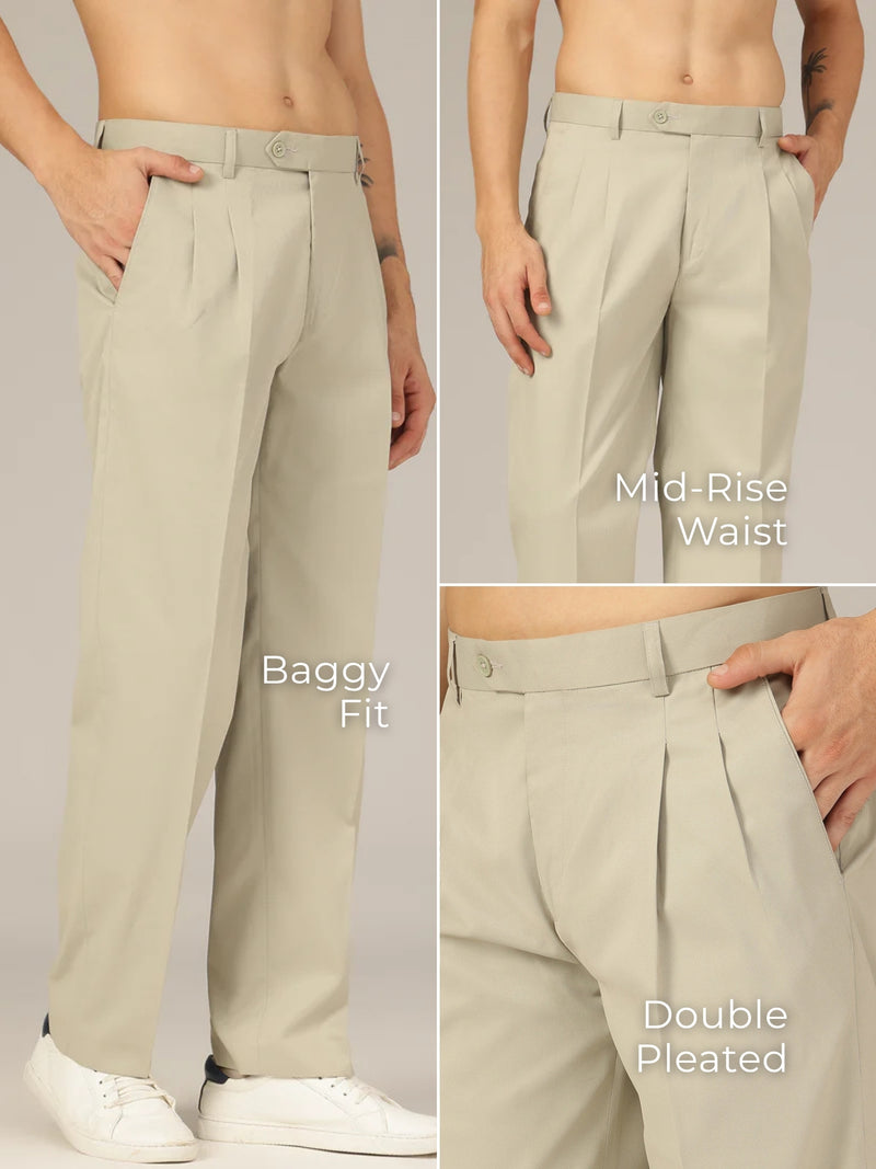 Korean Double Pleated Baggy Trouser