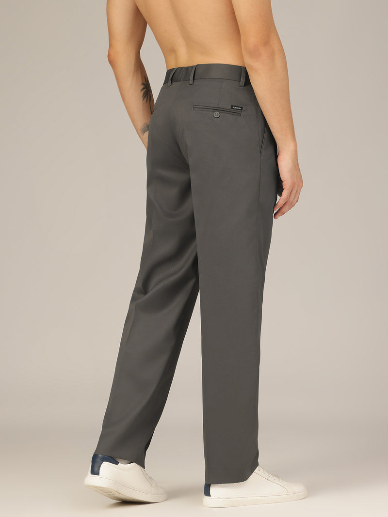 Grey: Korean Textured Baggy Fit Pleated Casual Trouser