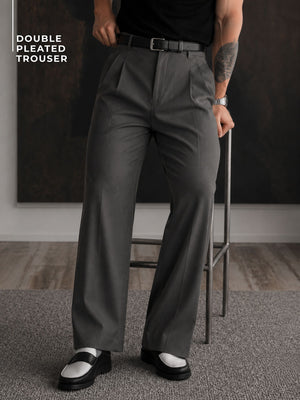 Korean Double Pleated Baggy Trouser