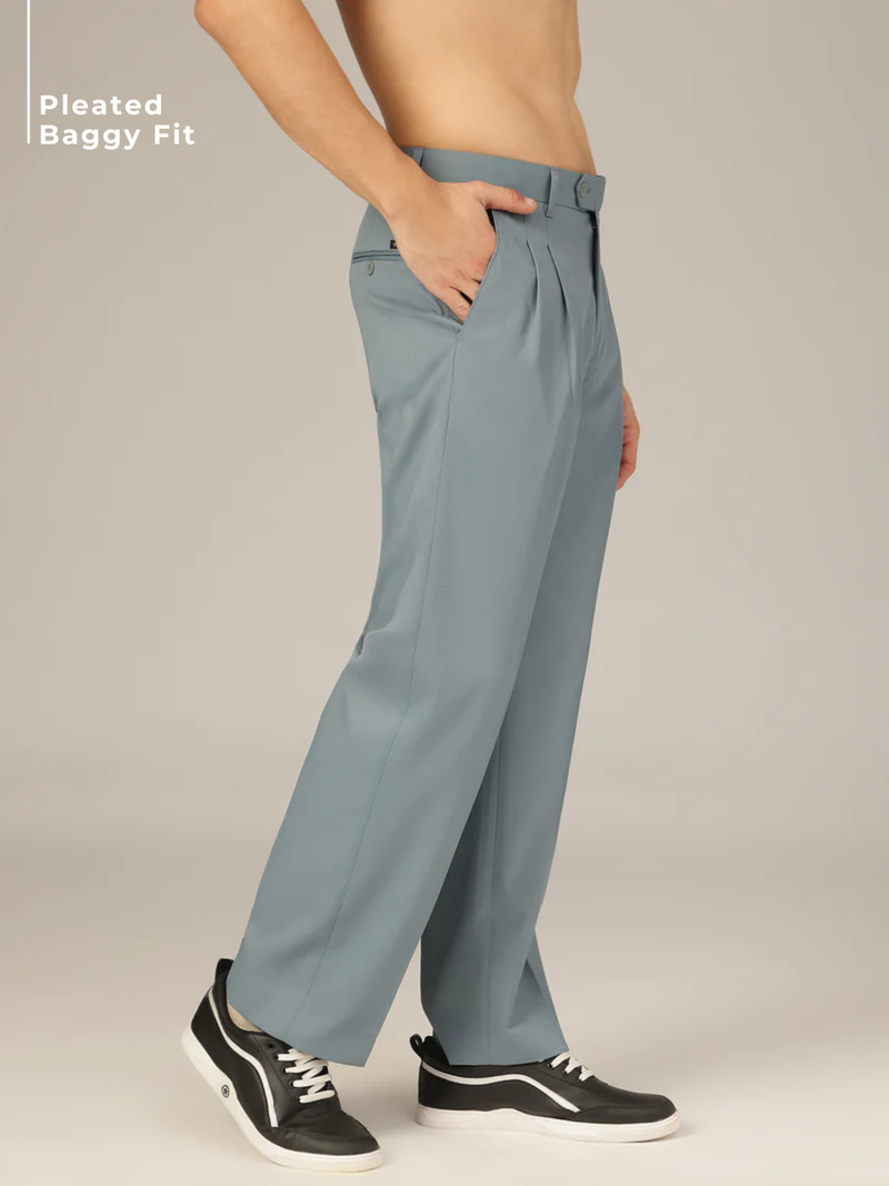Textured Pleated Korean Trouser
