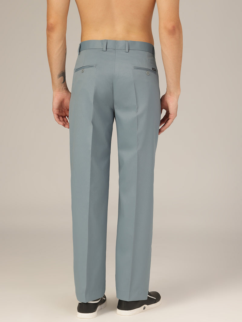 Blue: Korean Textured Baggy Fit Pleated Casual Trouser