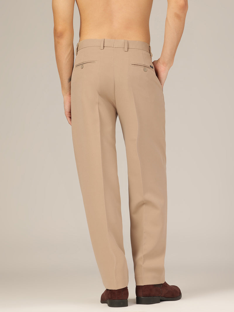 Beige: Korean Baggy Fit inverted Pleated Casual Trouser