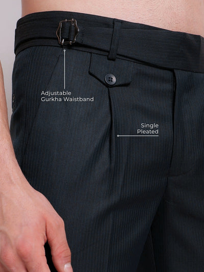 Pleated Striped Gurkha Trouser