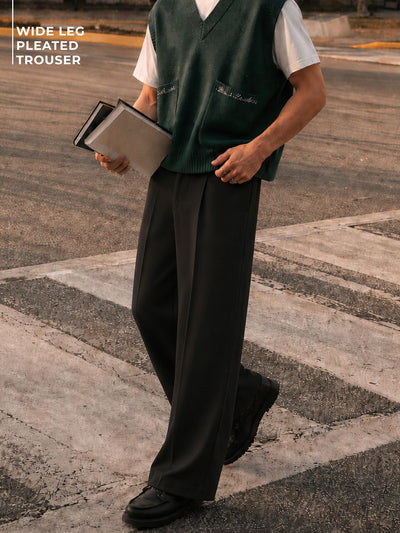 Wide Leg Pleated Trouser